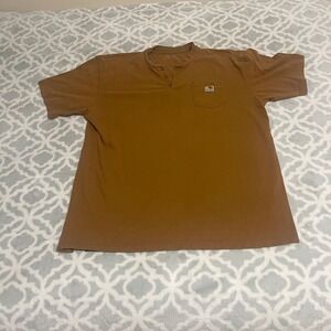 Carhartt Mens XL Tall Brown Cotton Henley Pocket T Shirt Workwear
